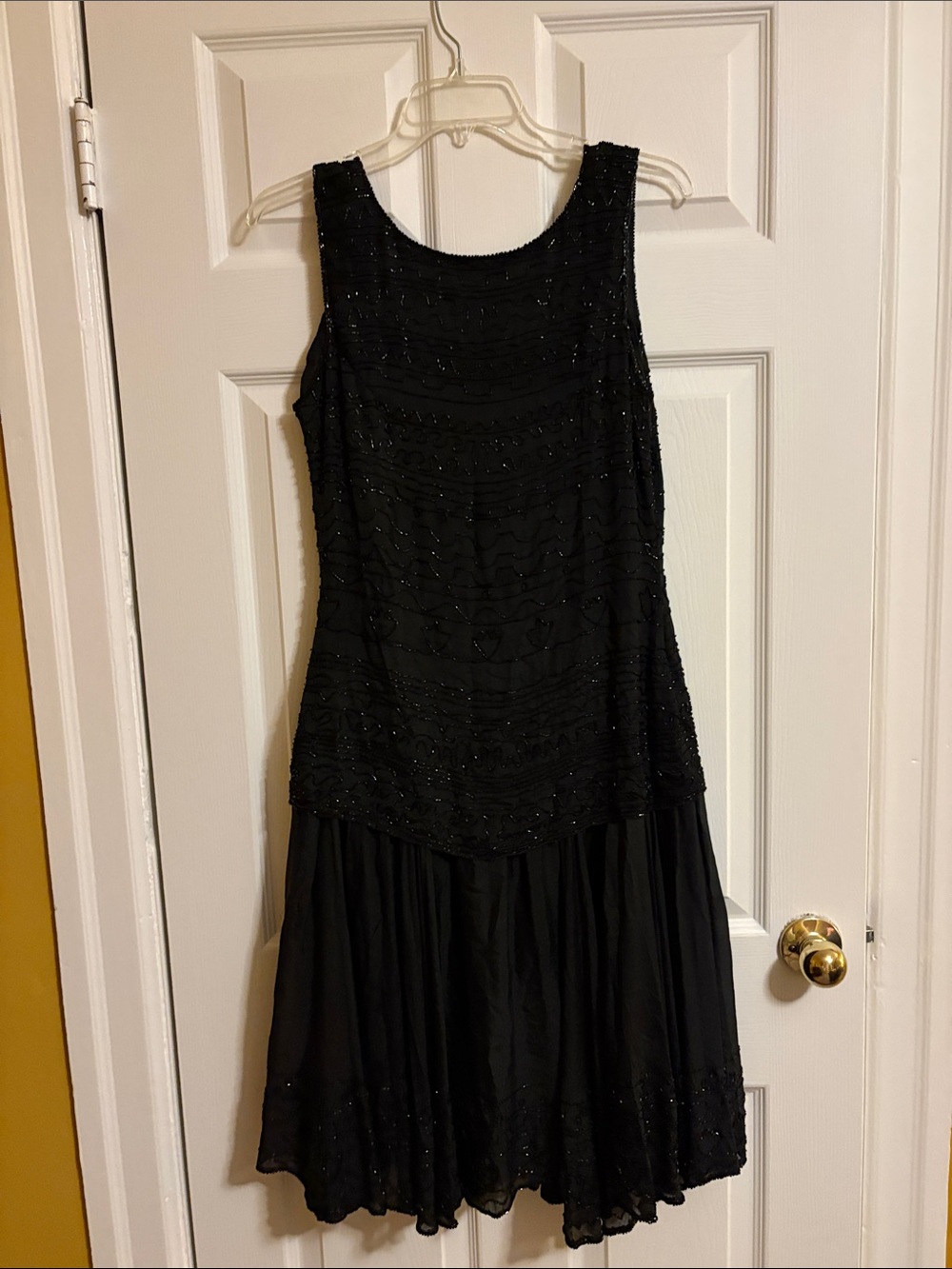 Sleeveless Black Beaded Evening Dress